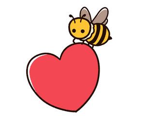 ハートを運ぶかわいいミツバチ