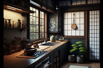 design kitchen japan style. Generative AI