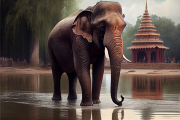 Fototapeta na wymiar Thai Elephant Day March 13 ai generated art