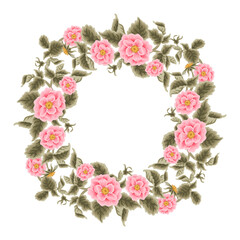 Vintage Tropical Rose, Peony Flower Bunch, Wreath and Frame Vector Illustration Clipart Arrangement for Wedding Invitation, Greeting Card Decoration, Aesthetic Nature Crafts, Art and Creative Projects