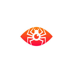 Eye combination with spider. Logo design.