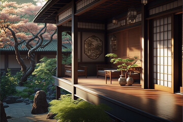 design terrace japan style. Generative AI
