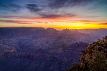 Dawn breaks over the Grand Canyon