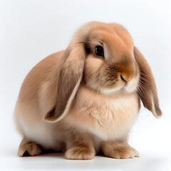 Rabbit on isolated white background. Animal and pet concept. Generative AI