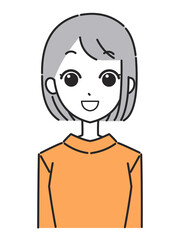 女性の表情　アイコン　笑顔