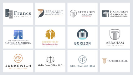 Attorney and law logo collection with creative element. vector design template