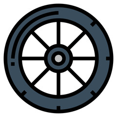 wheel filled outline icon style