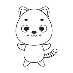 Coloring page cute little cat. Coloring book for kids. Educational activity for preschool years kids and toddlers with cute animal. Vector stock illustration