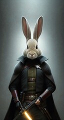 Warrior, rabbit. Assassin. Portrait, concept art.