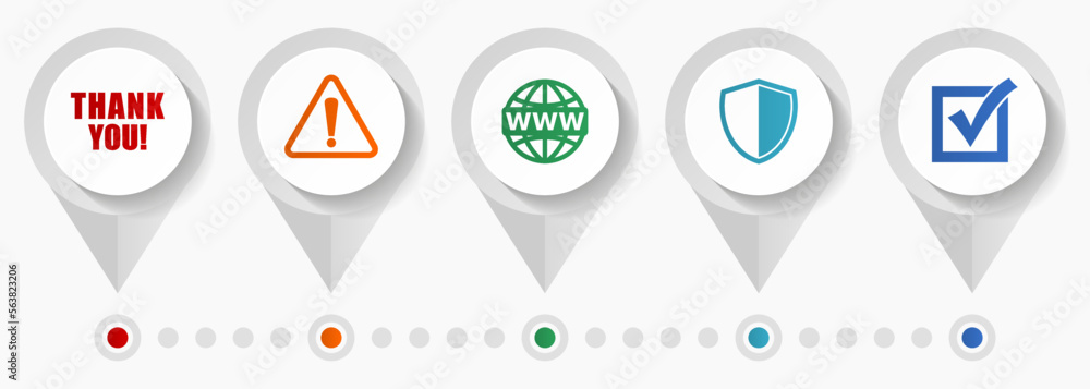 Poster Internet vector icons, flat design web pointers collection, business concept infographic template