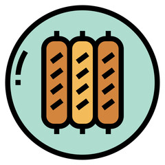 sausage filled outline icon style