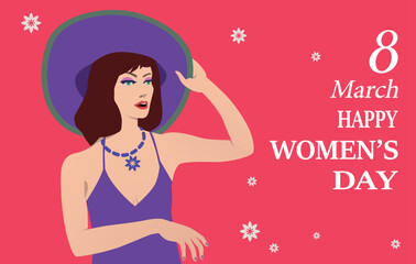 Happy March 8, International Women's Day. Vector.