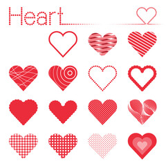 Red Heart. Heart Icons. Red Heart Shapes on White Background. Love Symbols. Favorite Icon. Vector Illustration Design Elements Set. All in a single layer.