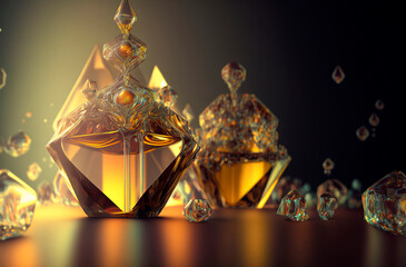 close up glowing magic crystal