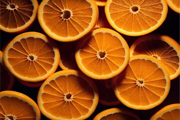 Orange fruit slices pattern, Full frame (Ai generated)