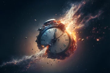 Foto op Plexiglas clock in space, time concept © adimas