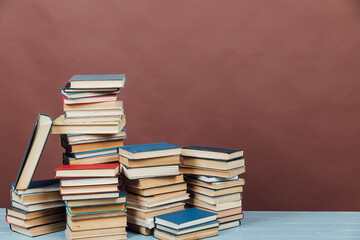 stacks of educational books university school library