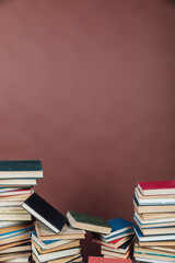 stacks of educational books university school library