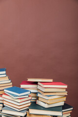 stacks of educational books university school library