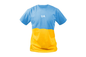 T-shirt ukraine flag simbol freedom on transparent mannequin for design template layout print.