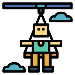 Zip lining filled outline icon style