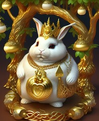 Rabbit deity fat figure Cute elegant furry