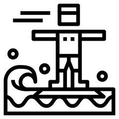 Surfing line icon style