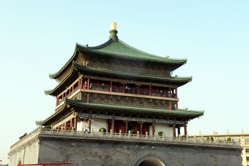 Bell Tower in Xi'an, Shaanxi Province, China. Famous ancient architecture, the national key...