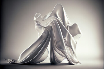white delicate flowing veil with folds falling down, generative AI
