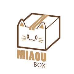 "Cute Cat transporting cardboard package illustration" For logo, shipping - delivery company illustration, pet shop - cutout, with no background