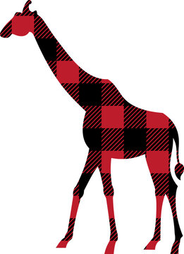 Plaid giraffe  Animal Vector illustration set. two layers. Animal Silhouette Art. For svg cut, cricut.Farmhouse Svg - Pattern Svg