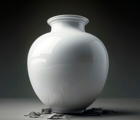 white vase on black background