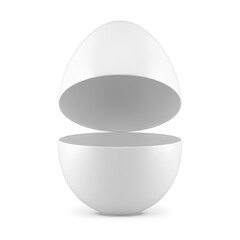 White Easter egg open box for holiday surprise pack 3d icon realistic illustration