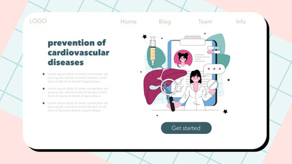 Hepatologist web banner or landing page. Liver examination