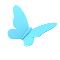 Blue butterfly glossy flying insect abstract decorative bow holiday decor element 3d icon