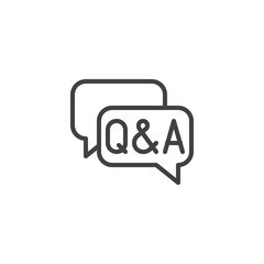 FAQ, questions and answers line icon