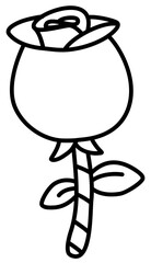Cute rose doodle line art cartoon