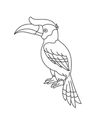bird. Editable outline stroke. Vector line illustration.