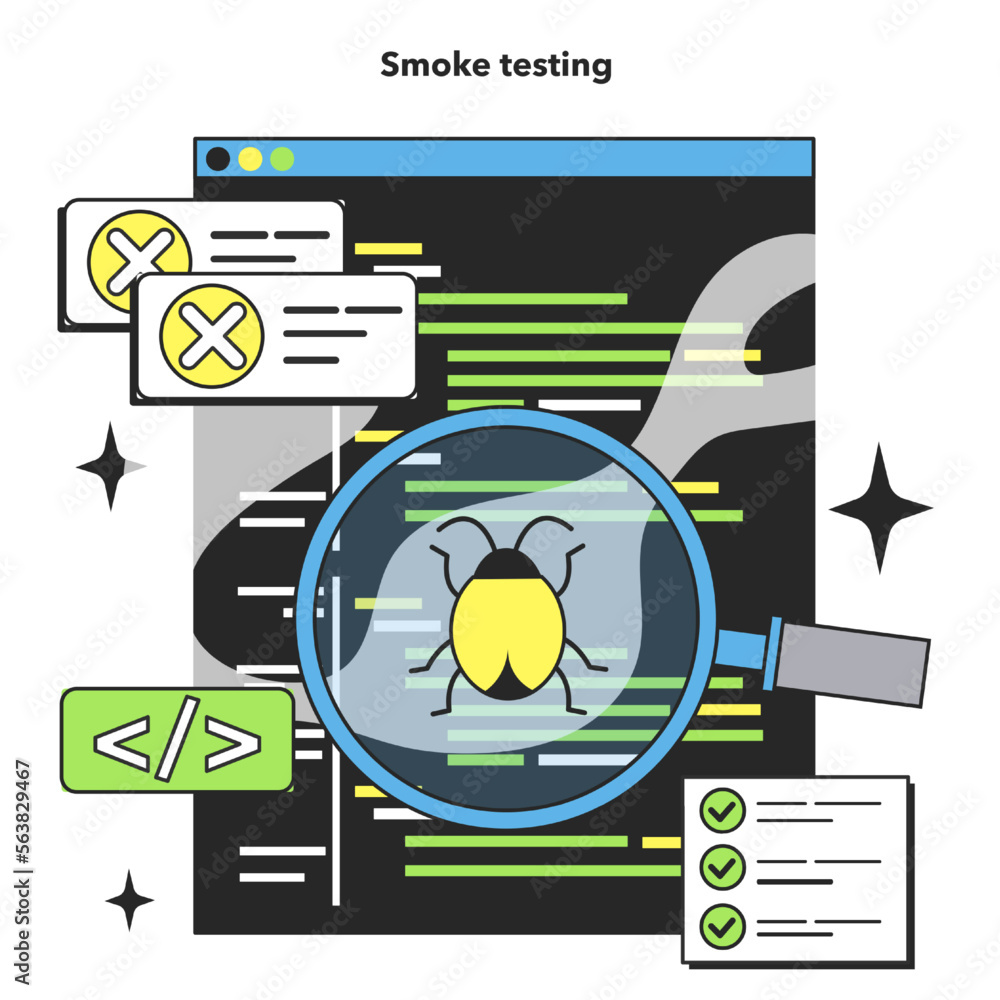 Poster smoke testing technique. software testing methodology. it specialist
