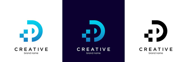 Fototapeta Business corporate letter P logo design vector. Colorful letter PD logo vector template. Letter P logo for technology. obraz