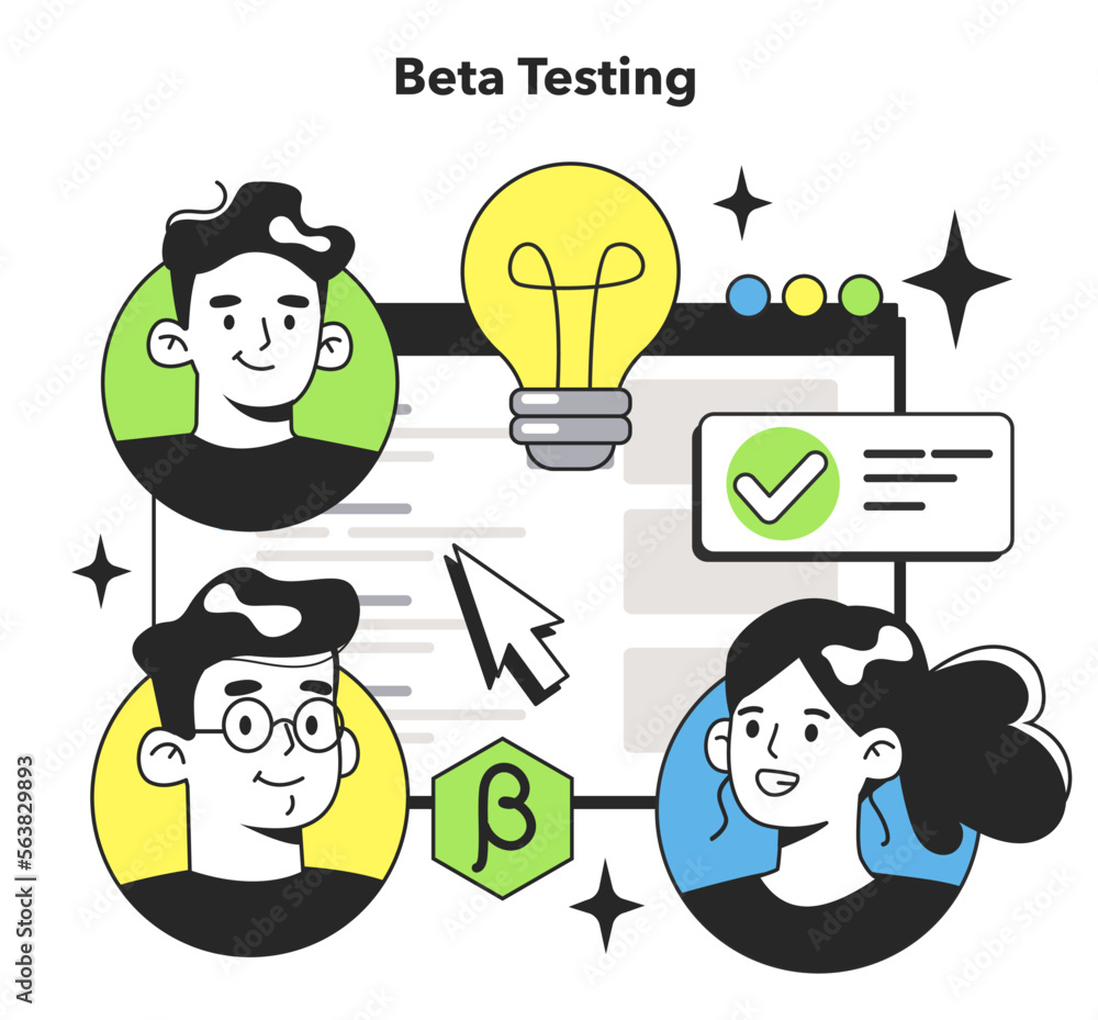 Poster beta testing technique. software testing methodology. it specialist