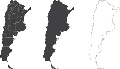 set of 3 maps of Argentina - vector illustrations
