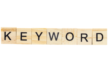 Keyword - word from wooden blocks with letters
