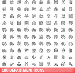 100 department icons set. Outline illustration of 100 department icons vector set isolated on white background
