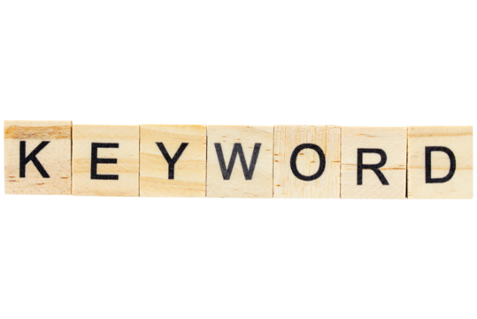 Keyword - word from wooden blocks with letters