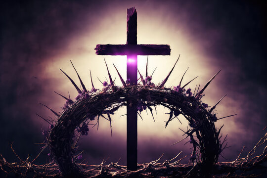 Passion And Crucifixion Of Jesus - Crown Of Thorns And Bloody Nails And Purple Robe (ai generated)