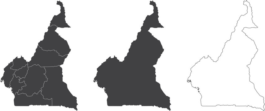 set of 3 maps of Cameroon - vector illustrations	
