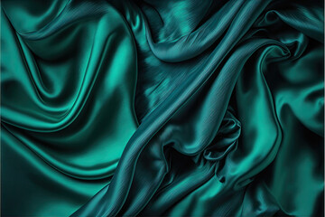 Obraz premium blue cyan soft silk satin folding beautiful soft shiny background wallpaper 4k generative ai 