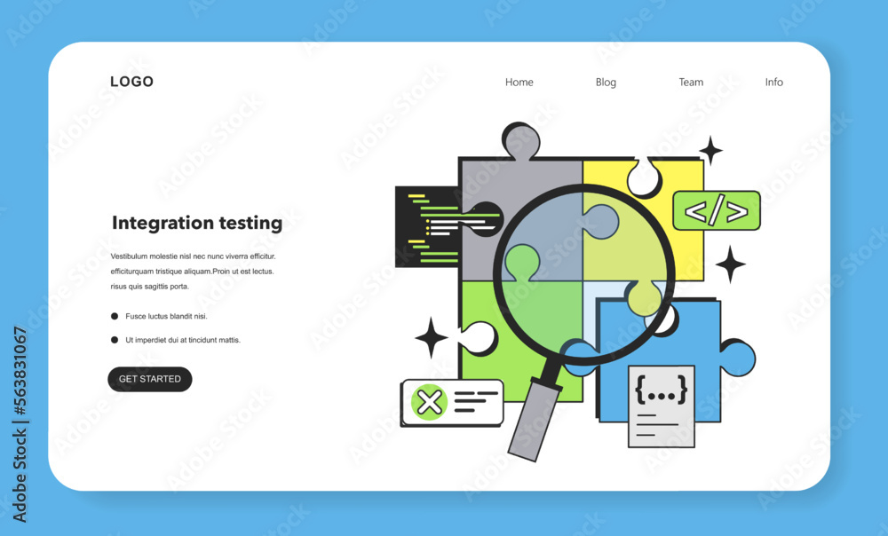 Poster integration testing level web banner or landing page. software testing