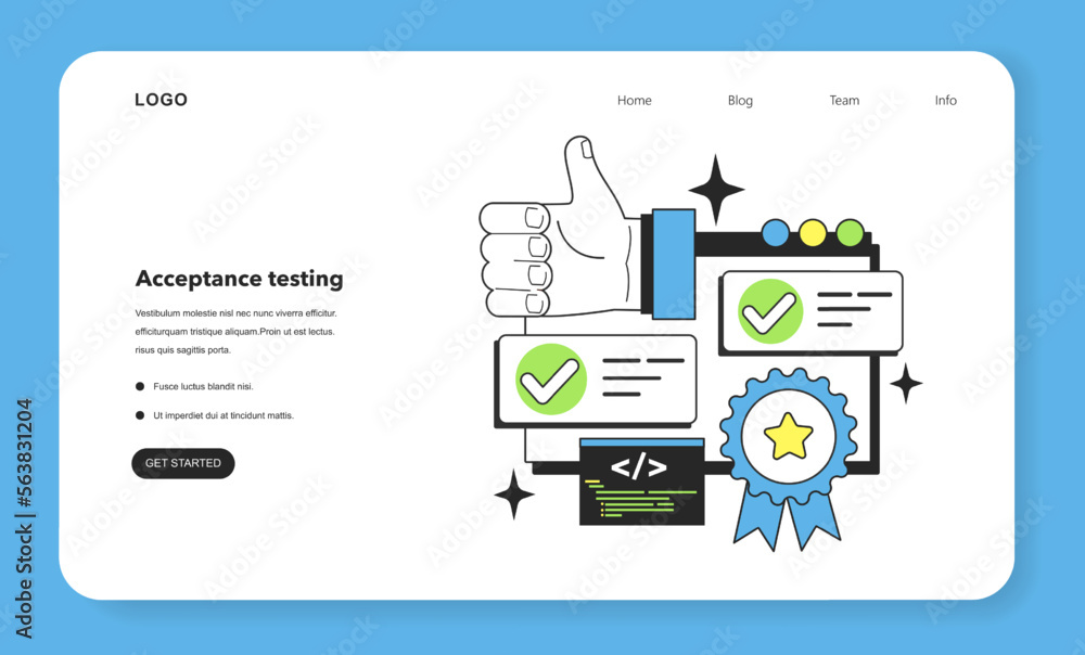 Poster acceptance testing level web banner or landing page. software testing